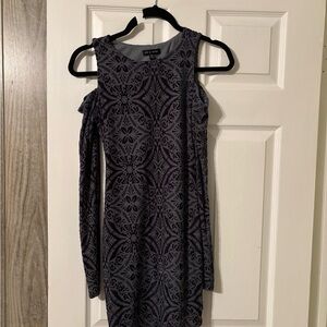As U Wish Black and Gray Long Sleeve Dress with shoulder cut outs
